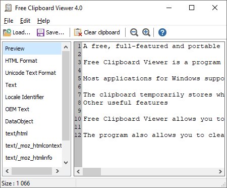 Click to view Latest Free Clipboard Viewer 2.1 screenshot